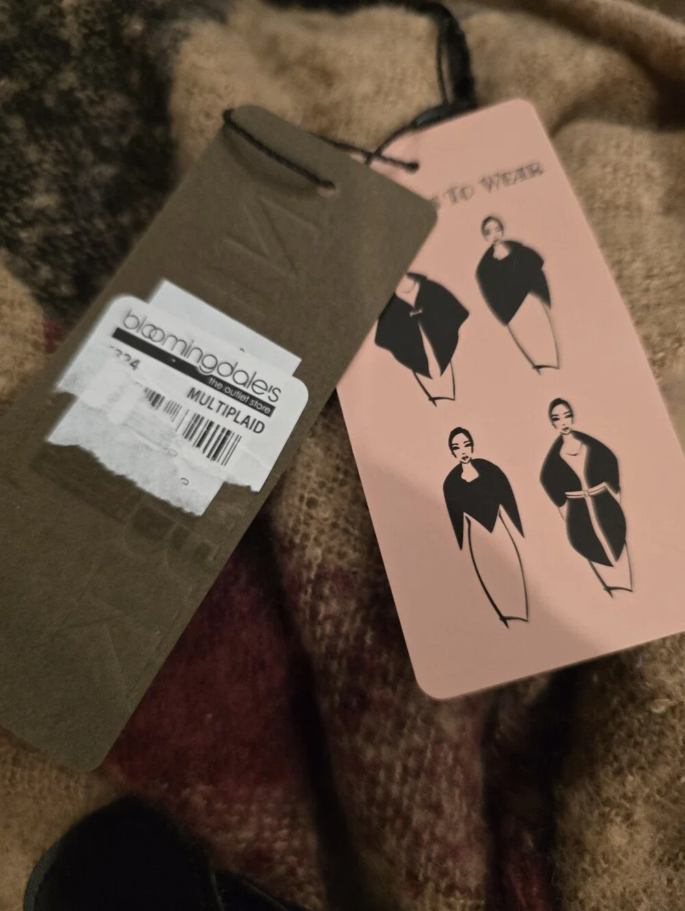 Modena New York Cozy Hooded Plaid Poncho in Camel, Black & Burgundy
